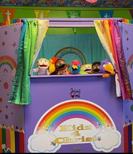 Kidz4Christ puppet stage with puppets
