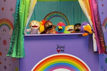 Kidz4Christ puppet stage with puppets